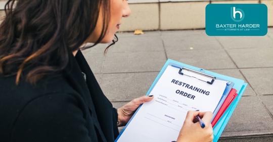 woman filing restraining order